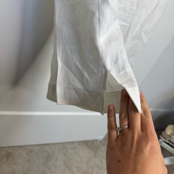 Crown Linen Design White 100% Linen Drawstring Coastal Pants Size Large - Picture 5 of 6